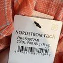 Abound Nordstrom Plaid button down shirt top SMALL long sleeve blouse orange white Photo 3