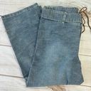 Tommy Hilfiger  Wide Leg Denim Capri Flat Front Pants w Leather Laced Belt Sz 12 Photo 2