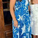 Ann Taylor Blue Floral Pleated Maxi Dress Photo 1