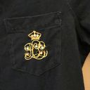 Ralph Lauren Lauren  Logo Pocket Button Up Pajama Top Black Gold Small Photo 4