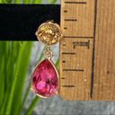 Dillard’s Earrings Teardrop Rhinestone Jewel Dangle Drop Fashion Pink Amber NWT Photo 11