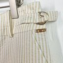 St. John  Sport Beige White Striped Seersucker Wide Leg Cropped Pants 12 Photo 1