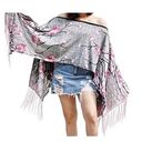 The Moon Pineapple 4 in 1 Shawl Scarf Womens One Size Bohemian Floral Pink Fringe Photo 4