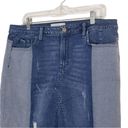 Libby Edelman Patchwork Two Tone Distressed Denim Cotton Jean Miniskirt Skirt 18 Blue Size L Photo 2