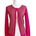 Old Navy  Cardigan Sweater Fuchsia Tan Geo Print Crew Neck Button Front Small NEW Photo 0