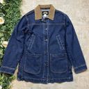 Pacific&Co County Clothing  Cheyenne Denim Jean Corduroy Buttoned Jacket Blue Tan Size M Photo 5