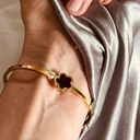 Anthropologie 18K Hinge Black Four Leaf Bangle Stacking Hinge Water Sweat & Tarnish Resistant Bracelet  Photo 0