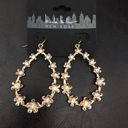 Nicole Miller New  Gold Flower Hoops w Center Cryst Photo 0