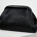 Anthropologie Faux Leather Clamshell Clutch Crossbody Black Photo 1