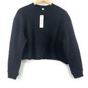 Topshop  Cropped Sweatshirt Pullover Black Crop Long Sleeve Size US 4-6 NWT Photo 2