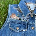 90s / Y2K Denim Vintage Zoo Animal Embroidered Jean Vest Leopard Print Trim Size M Photo 7