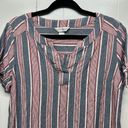 Christopher & Banks  Linen Blend Striped Women's Bohemian Top Size Large Photo 2