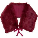 NWT NY& New York & Company Faux Fur Stole Wrap Shawl Burgundy Photo 0