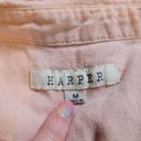 Harper  Peach Open Back Short Sleeve Linen Blend Button-Up Photo 4