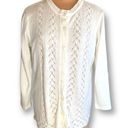 Only Vintage  Necessities Cardigan Sweater Off White Round Neck Crocheted Knit Photo 2