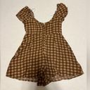 Urban Outfitters  Pocketful of Sunshine Brown Gingham Puff Sleeve Romper size S Photo 3