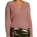 Veronica Beard  Amalia Pullover V Neck Shimmer  Rose Gold Sweater Chunky Knit M Photo 0