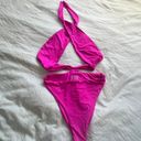 frankie's bikinis Dorothy hot pink cross chest wrap one piece bikini L Photo 4