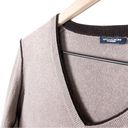 Magaschoni  100% Cashmere V-neck Long Sleeve Pullover Knit Sweater in Taupe Photo 2