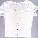 Francesca's  Size Medium White Cropped Button-Up Top (Brand New with Tag) Photo 0