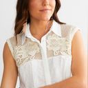 Gimmicks by BKE Gimmicks White Cream Pieced Crochet Tank Top Western Casual Classic Large Buckle Photo 4