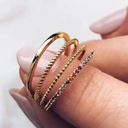 Anthropologie 18K Four Piece Stacking Rings, Thumb Midi Knuckle Bands Size 5.5 Photo 2