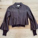 BCBGeneration  Leather Double Layer Peplum Jacket in Brown Photo 0