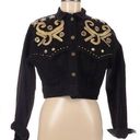 Paris Blues Vintage Y2K  Black Denim Jean Jacket Gold Glitter Mirrored Stars sz M Photo 0