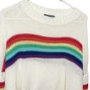 Wooden Ships  lightweight white sweater NWOT rainbow stripes Photo 1