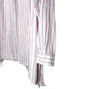 Zac and Rachel  Striped Collared Button Up Roll Tab Sleeves Top in Pink/White Photo 4