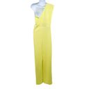 Pretty Little Thing  Light Lime One Shoulder Maxi Gown Dress Back Slit Crepe Photo 3