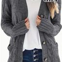 Grey Long Cable Knit Cardigan with Pockets Photo 0