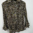 American Vintage Vintage Y2K Leopard Blouse Size Small Flare Sleeves Early 2000s Photo 1