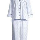 Kate Spade  WHITE/BLUE Stripe mini Heart Cropped Pajama Set- L NAVY TRIM Photo 0