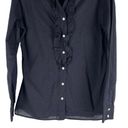 Lands'End  Ruffle Button Down Shirt Long Sleeve Black Work Size XS Photo 2