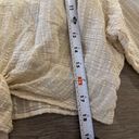 Oak + Fort  Neutral Button Up Tie Waist Long Sleeve Blouse Textured Sheer medium Photo 6