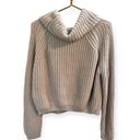 Moon & Madison Cream Oversized Crop Cowl Neck Chunky Knit Sweater Size Medium Photo 3