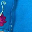 Vintage Blue  Wool Folk Art Boho floral embroidery open jacket Photo 4