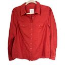 Style & Co . Womens Size S Orange Button Up Shirt Roll Tab Long Sleeves Career Photo 0