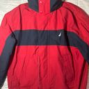 Nautica Vintage  Red/Navy Stripe Jacket w Logo on the Neck & Attached Hood Photo 1