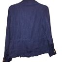 Coldwater Creek Linen Utility Button Down Shirt Jacket Navy Blue 4-6 Photo 1