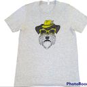 Bella Canvas  Schnauzer with glasses and hat grey graphic t-shirt size medium Photo 0