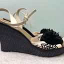 Kate Spade  Straw Rafia, Leather Wedge Sandal Pom Pom 6.5 Photo 5