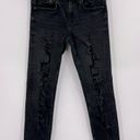 ZARA  Woman Premium Denim Black Skinny Distressed Jeans Size 8 Photo 5