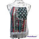 belle du jour  Flag-Print Fringe Graphic Tank Top Size Small Photo 1