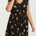 Torrid  Black Pink Floral‎ Open Tie Back V Neck Shorts Tie Belt Romper 1X Photo 1