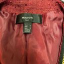 Mango  Red & Black Tweed Blazer Jacket with gold chain trimming C14 Photo 7