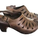 Dansko  Rowena Lasercut  Slingback Open Toe Wood Heeled Sandals Sz 40 Buckle Photo 0