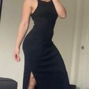 Black Midi Dress With Side Slit Size L Photo 4