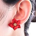 Petal Stunning Red Flower  Earrings Photo 2